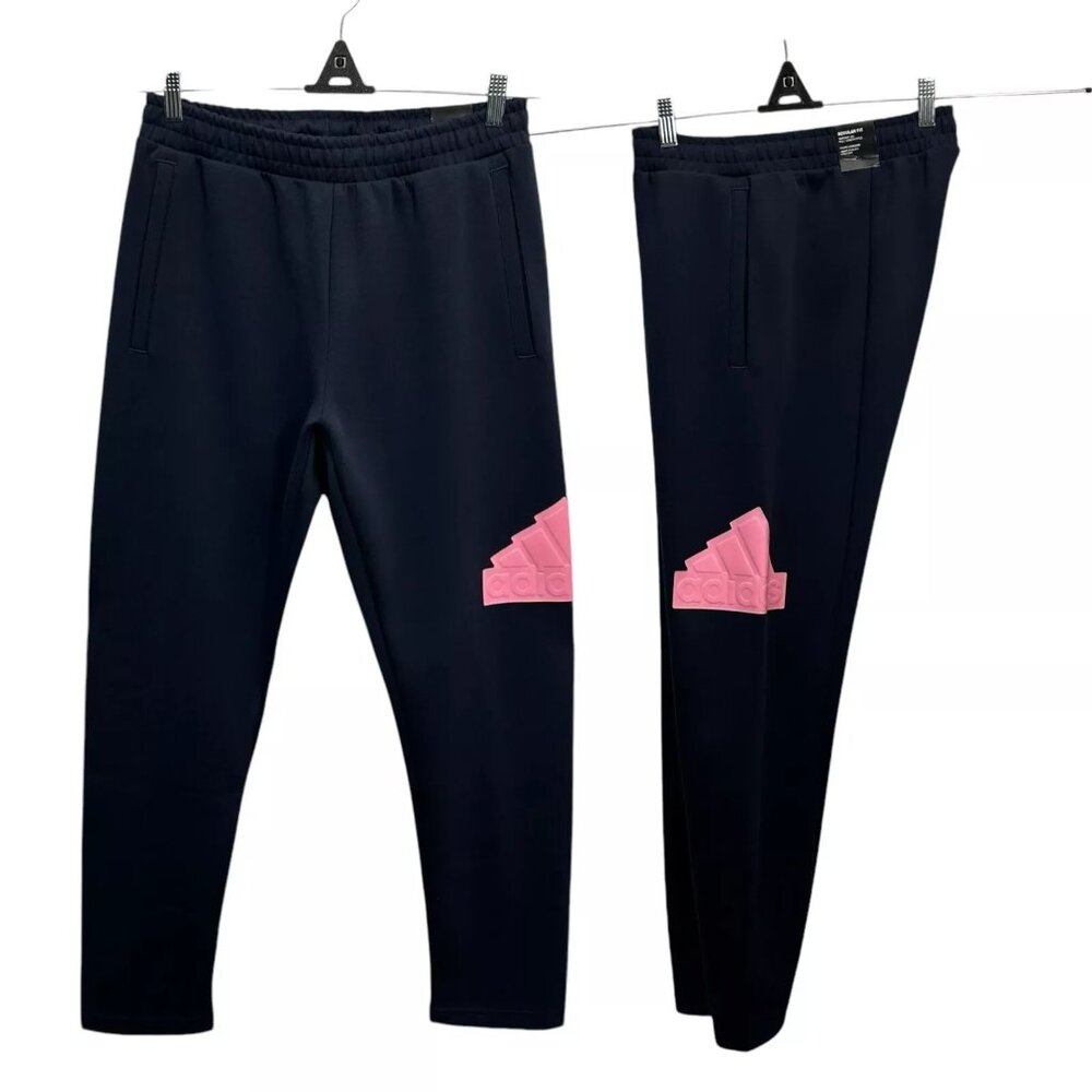 Adidas Men's Knit Sporty Pants Size M (30X29 ) Navy/Pink Tapered Leg Regular Fit